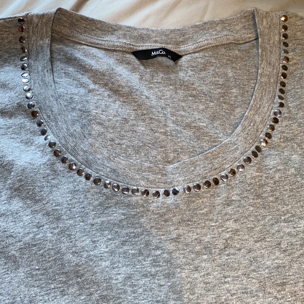 3/4 sleeve scoop neck relaxed t-shirt for women light grey/gray XL - Picture 8 of 10